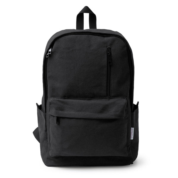Mochila de Poliéster com Zíper e Bolsos Laterais