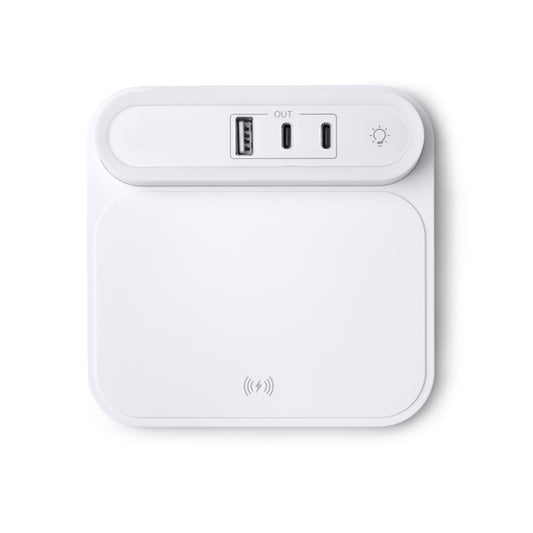 Carregador Sem Fios em Alumínio com USB e Luz LED
