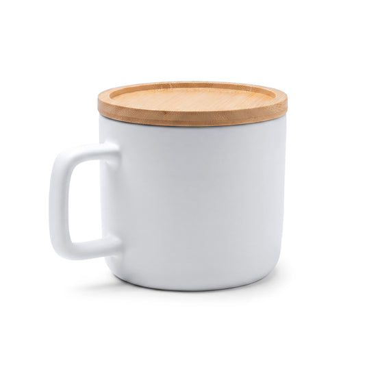 Caneca de Cerâmica MOLOK com Tampa e Base em Bambu