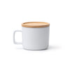 Caneca de Cerâmica Branca 350ml com Tampa de Bambu