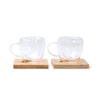 Caneca de Vidro Duplo 250ml com Base em Bambu