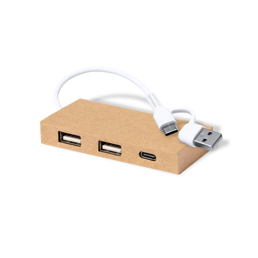 Hasgar - Hub USB 2.0 em Cartão Reciclado com USB Tipo C