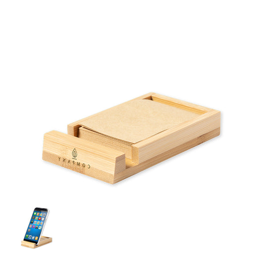 Porta Notas de Bambu com Suporte para Smartphone