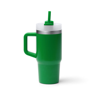 Caneca Térmica de Plástico Branco 500ml com Canudo