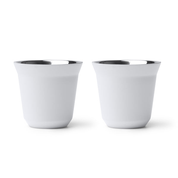 Copo de Cerâmica Branco com Interior Prateado