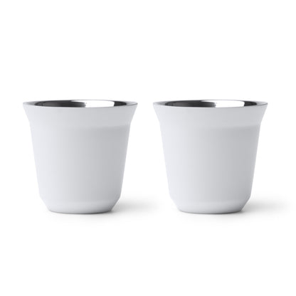 Copo de Cerâmica Branco com Interior Prateado