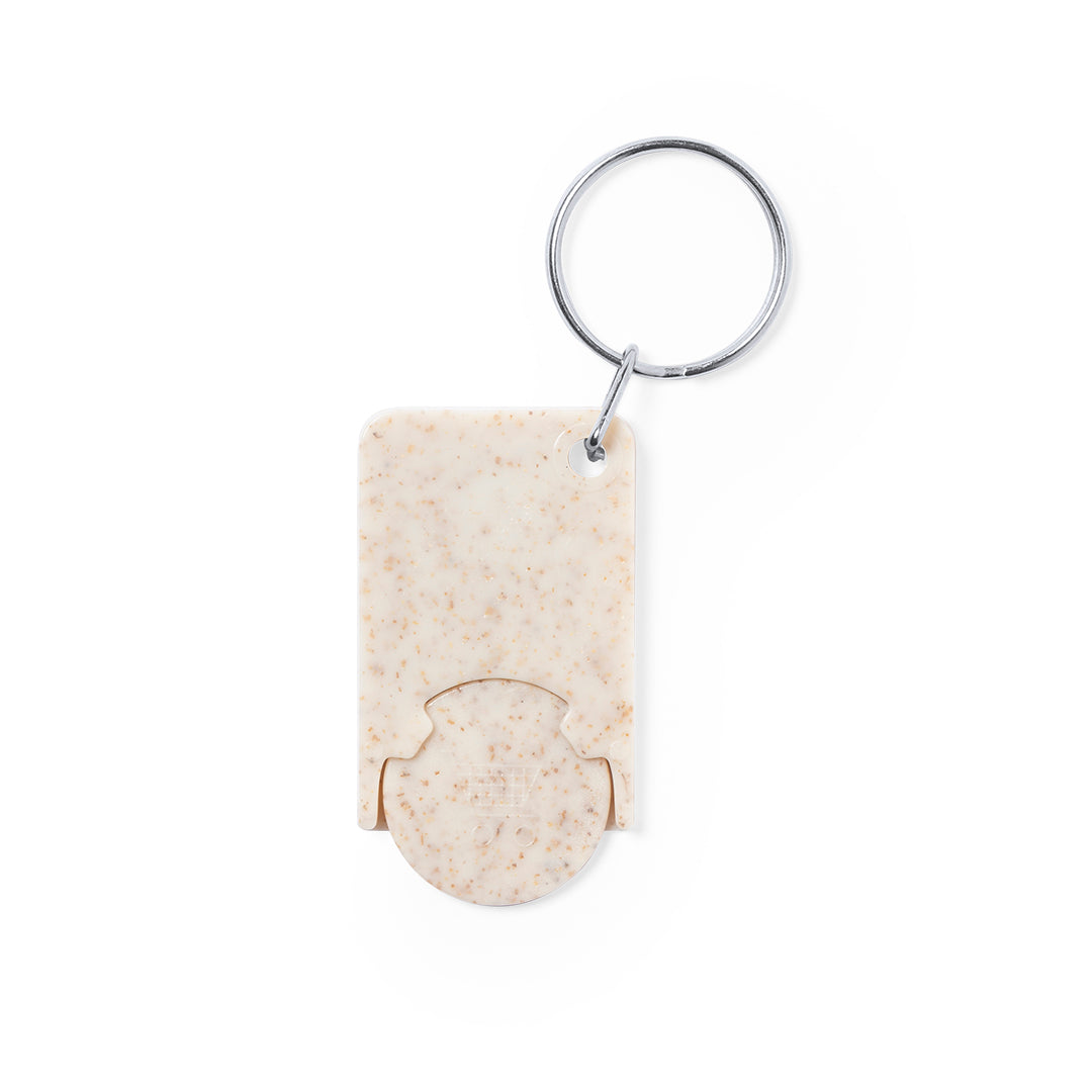 Porta-Chaves Moeda Nature em Palha de Trigo