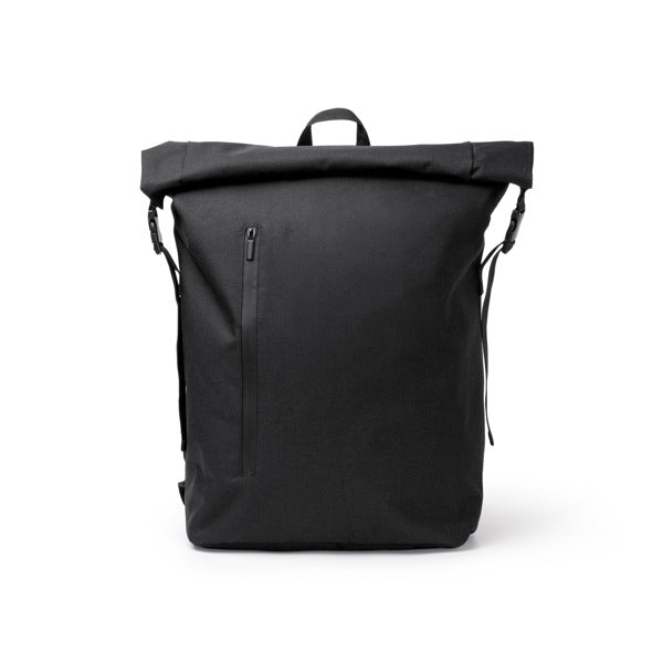 Mochila de Poliéster com Fecho Rolô e Compartimento para Laptop