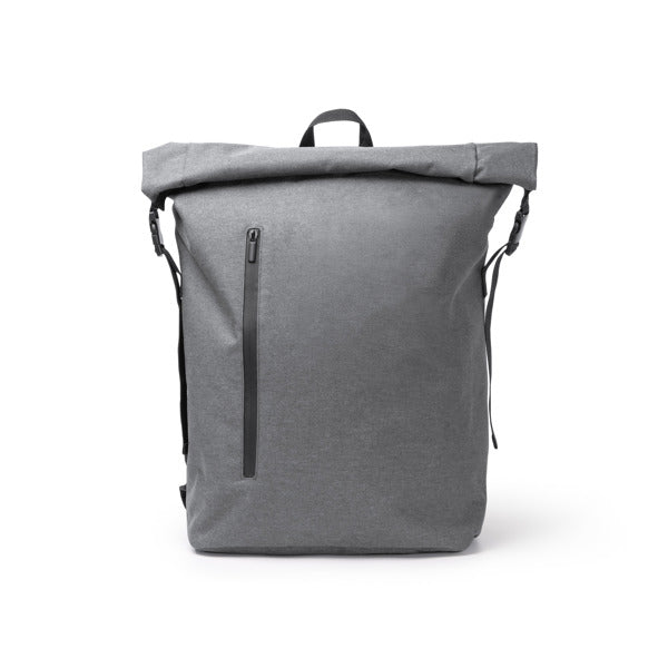 Mochila de Poliéster com Fecho Rolô e Compartimento para Laptop