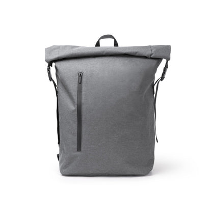 Mochila de Poliéster com Fecho Rolô e Compartimento para Laptop
