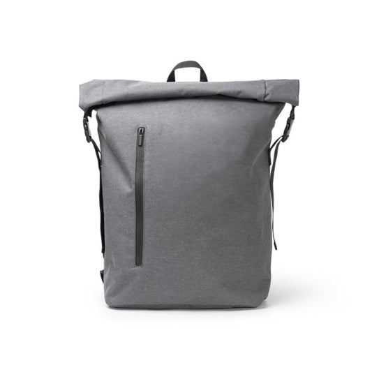 Mochila de Poliéster com Fecho Rolô e Compartimento para Laptop