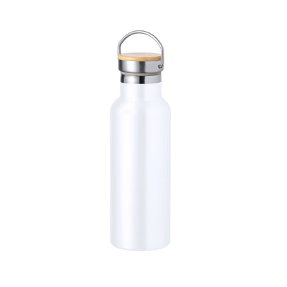Garrafa Térmica Inox 500 ml com Tampa de Bambu