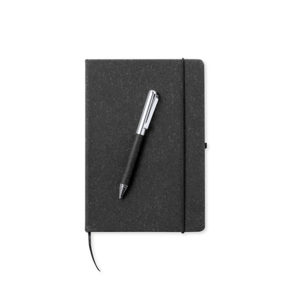 Conjunto Elegante de Bloco de Notas e Caneta em Couro Reciclado