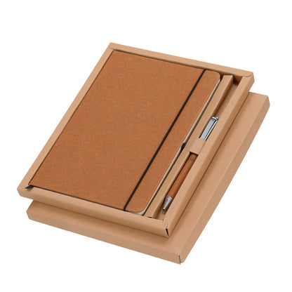 Conjunto Elegante de Bloco de Notas e Caneta em Couro Reciclado