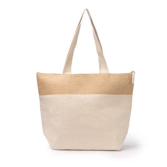 Bolsa de Praia em Algodão com Alças Longas e Zíper