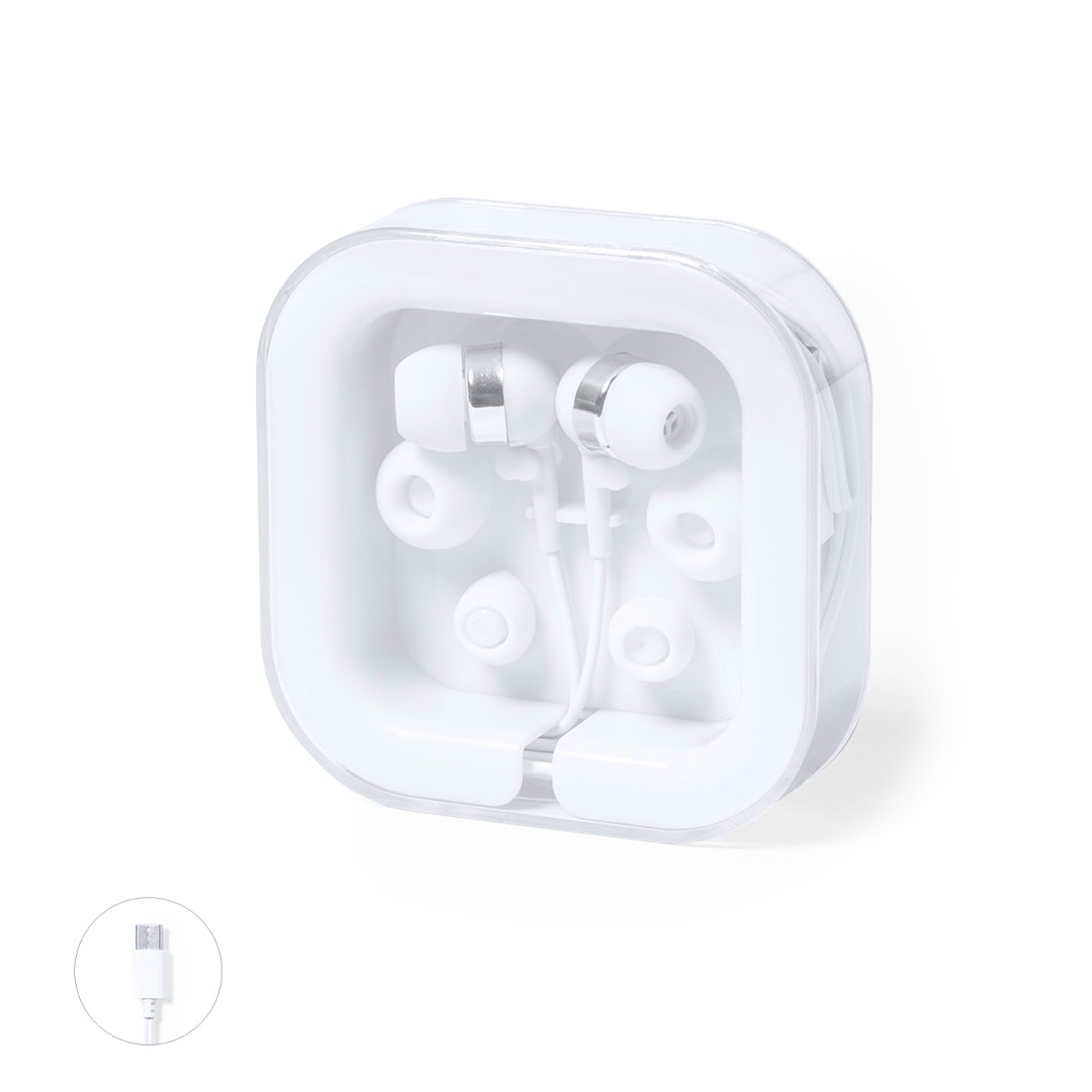 Auriculares Intraurais Tipo C Brancos com Estojo