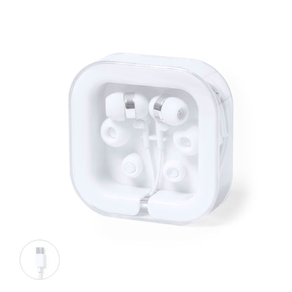 Auriculares Intraurais Tipo C Brancos com Estojo