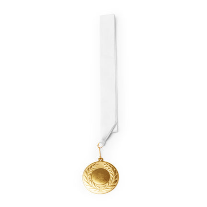 Medalha de Ouro em Metal com Fita Branca