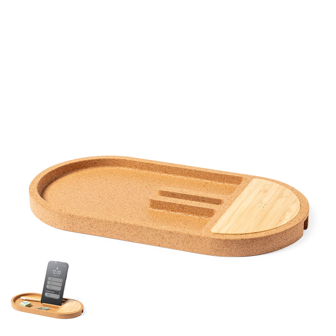 Carregador Sem Fios 15W em Cortiça e Bambu