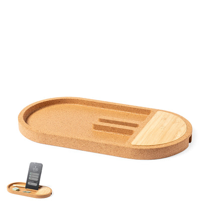 Carregador Sem Fios 15W em Cortiça e Bambu