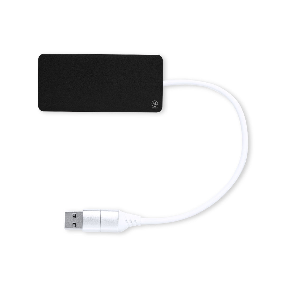 Hub USB 2.0 em Alumínio Reciclado com USB-C