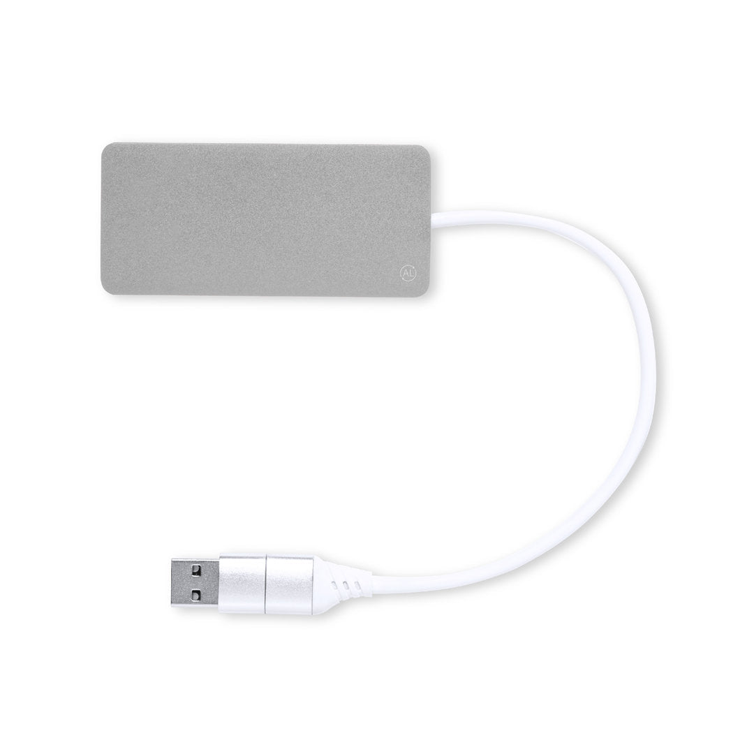 Hub USB 2.0 em Alumínio Reciclado com USB-C