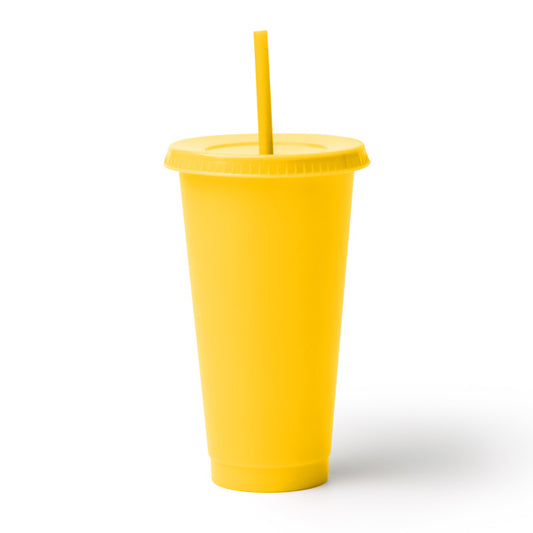 Copo de Plástico com Tampa e Canudo 710ml
