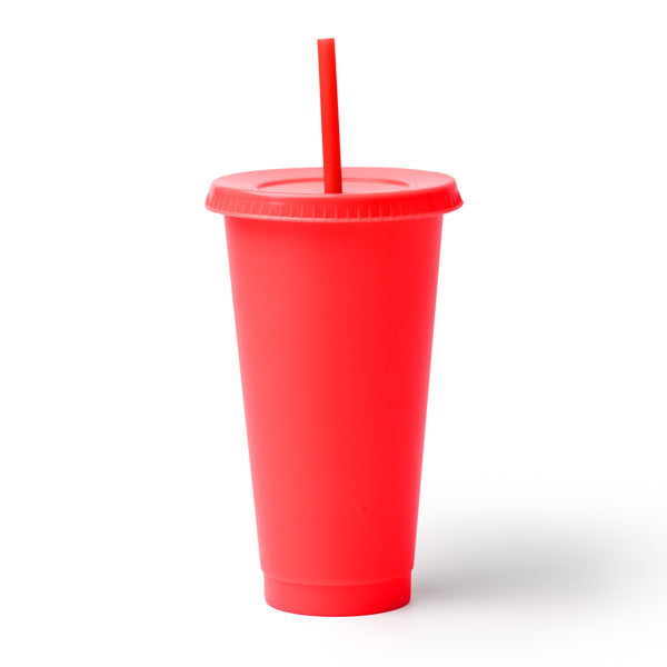 Copo de Plástico com Tampa e Canudo 500ml