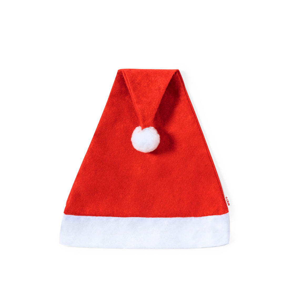 Gorro de Pai Natal Sustentável com Pom Pom Branco