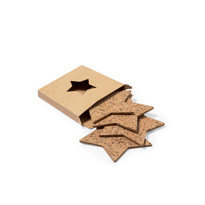 Set 4 Posavasos Estrela em Cortiça Natural