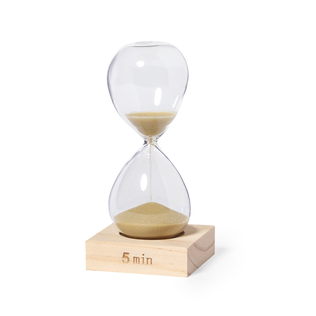 Relógio de Areia 5 Minutos em Cristal e Madeira