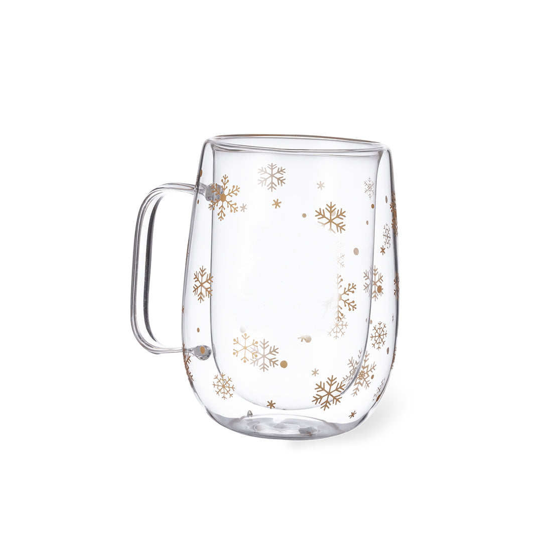 Caneca Térmica Dupla Parede 400ml - Flocos de Neve
