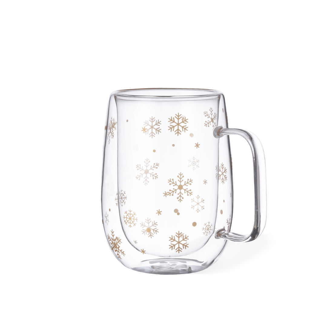 Caneca Térmica Dupla Parede 400ml - Flocos de Neve