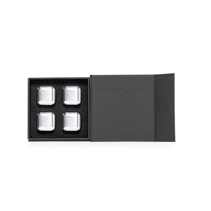 Set de 4 Cubos de Gelo Reutilizáveis em Aço Inoxidável