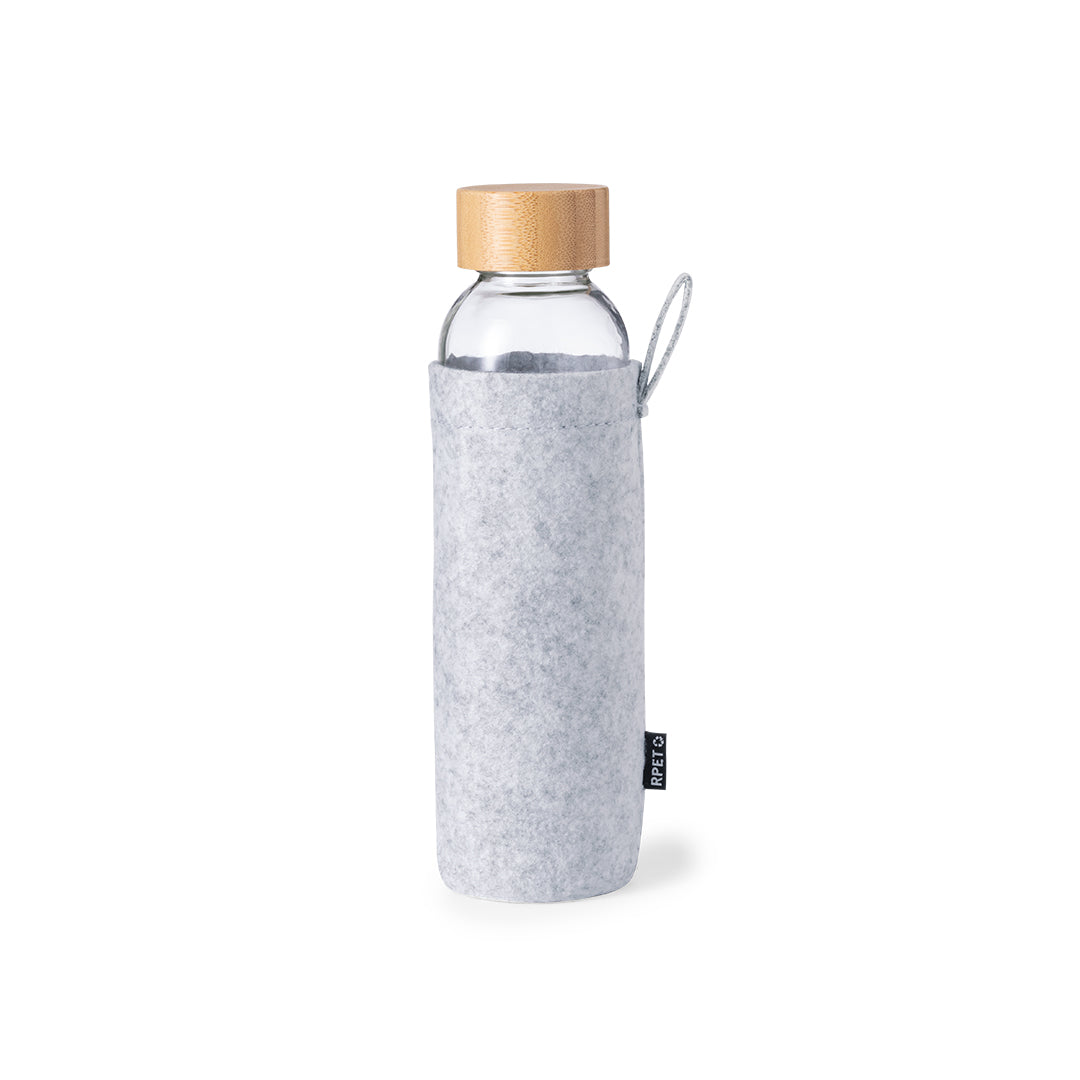Bidão de Vidro 500ml com Tampa de Bambu e Capa RPET