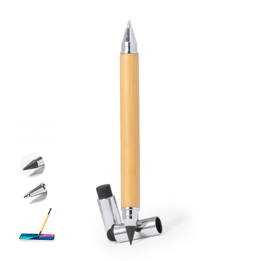 Esferográfica Lápis Eterno 2 em 1 em Bambu