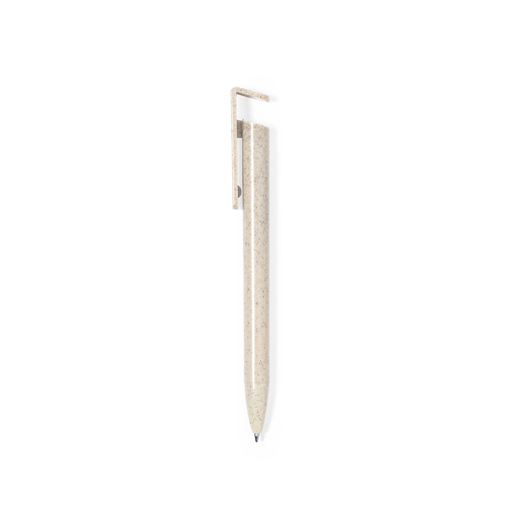 Caneta Elegante com Suporte para Telemóvel em Caña de Trigo