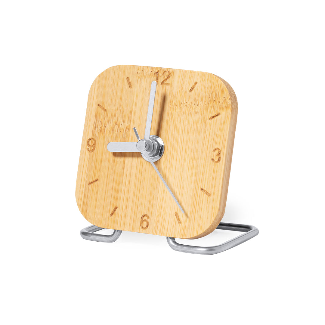 Relógio de Mesa em Bambu e Aço Inoxidável