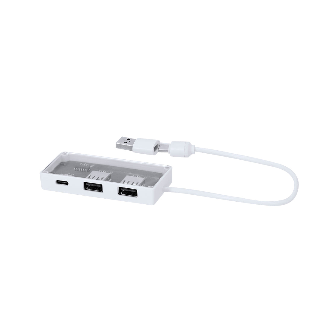 Hevan Hub USB Transparente com Porta Tipo C