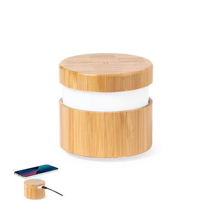 Lâmpada Multifuncional em Bambu com Bluetooth e Carregador