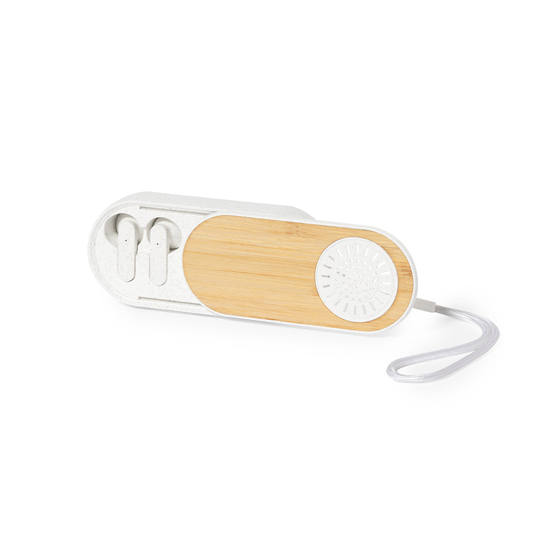 Auriculares Bluetooth em Bambu e Palha de Trigo