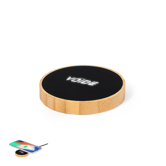 Carregador Sem Fios Bambu com Suporte Elegante