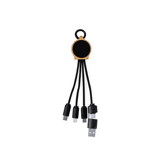 Cabo Carregador de Bambu com Luz LED Elegante