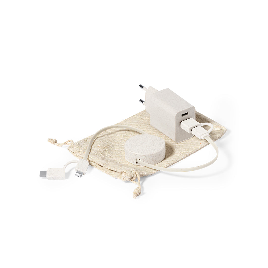 Set de Carregadores USB Rápidos em Fibra de Trigo