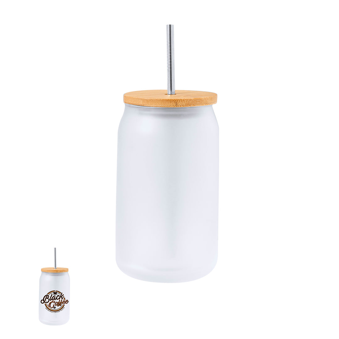 Tarro Fonix Sublimação 400ml com Tampa de Bambu