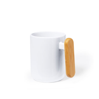 Caneca de Cerâmica 480ml com Asa de Bambu Elegante