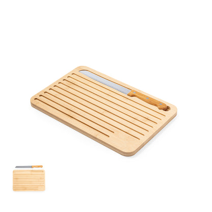 Tábua de Cozinha em Bambu com Faca Serrilhada