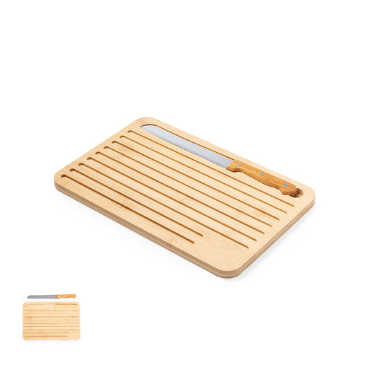 Tábua de Cozinha em Bambu com Faca Serrilhada