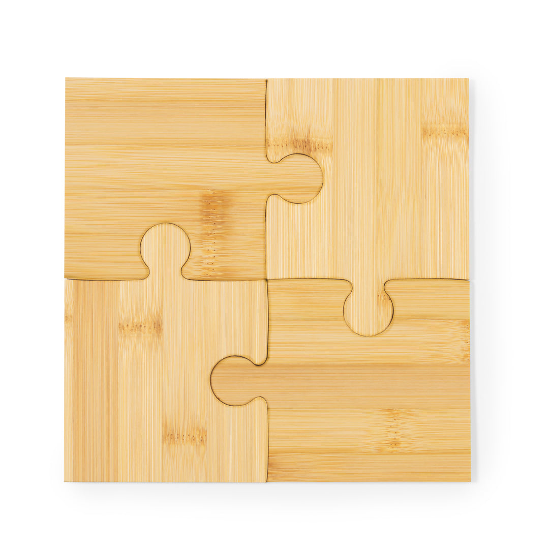 Bases para Copos em Bambu - Conjunto Puzzle