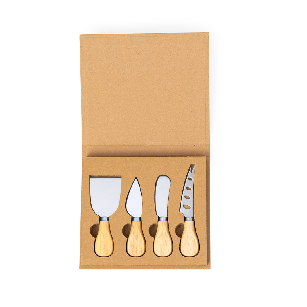 Conjunto de Queijos Kubin com Utensílios em Aço e Madeira